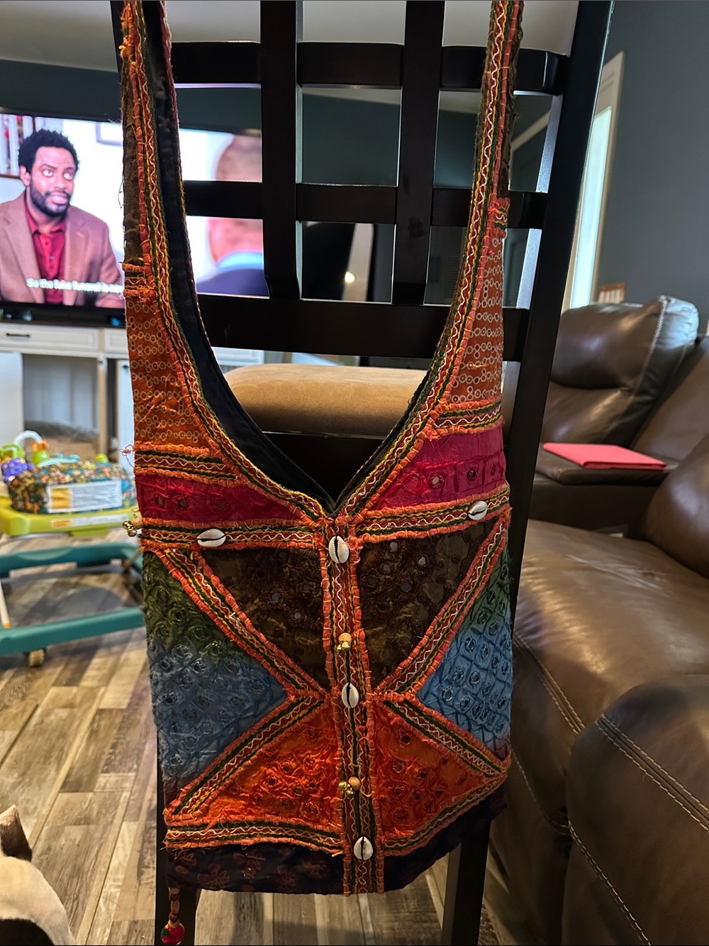 Bohemian Embroidered Patchwork Shoulder Bag – Multicolor